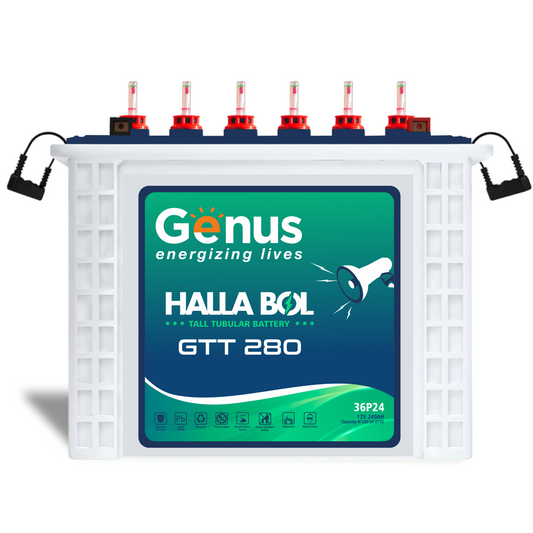 जीनस 240Ah इन्वर्टर बैटरी - हल्लाबोल GTT280 लीड एसिड 12V लंबी ट्यूबलर इन्वर्टर बैटरी घर, ऑफिस और दुकानों के लिए 60 महीने की वारंटी के साथ