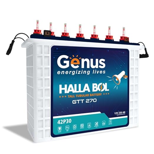 जीनस हल्लाबोल GTT270 लीड एसिड 12V 230AH लंबी ट्यूबलर इन्वर्टर बैटरी घर, कार्यालय और दुकानों के लिए 72 महीने की वारंटी के साथ 