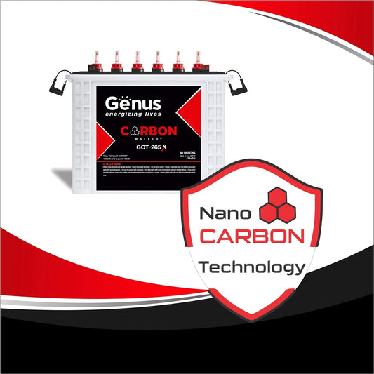 Genus Carbon GCT265X Tall Tubular 240 AH Inverter Battery for Home and Office, 60 Months Warranty with Nano Technology