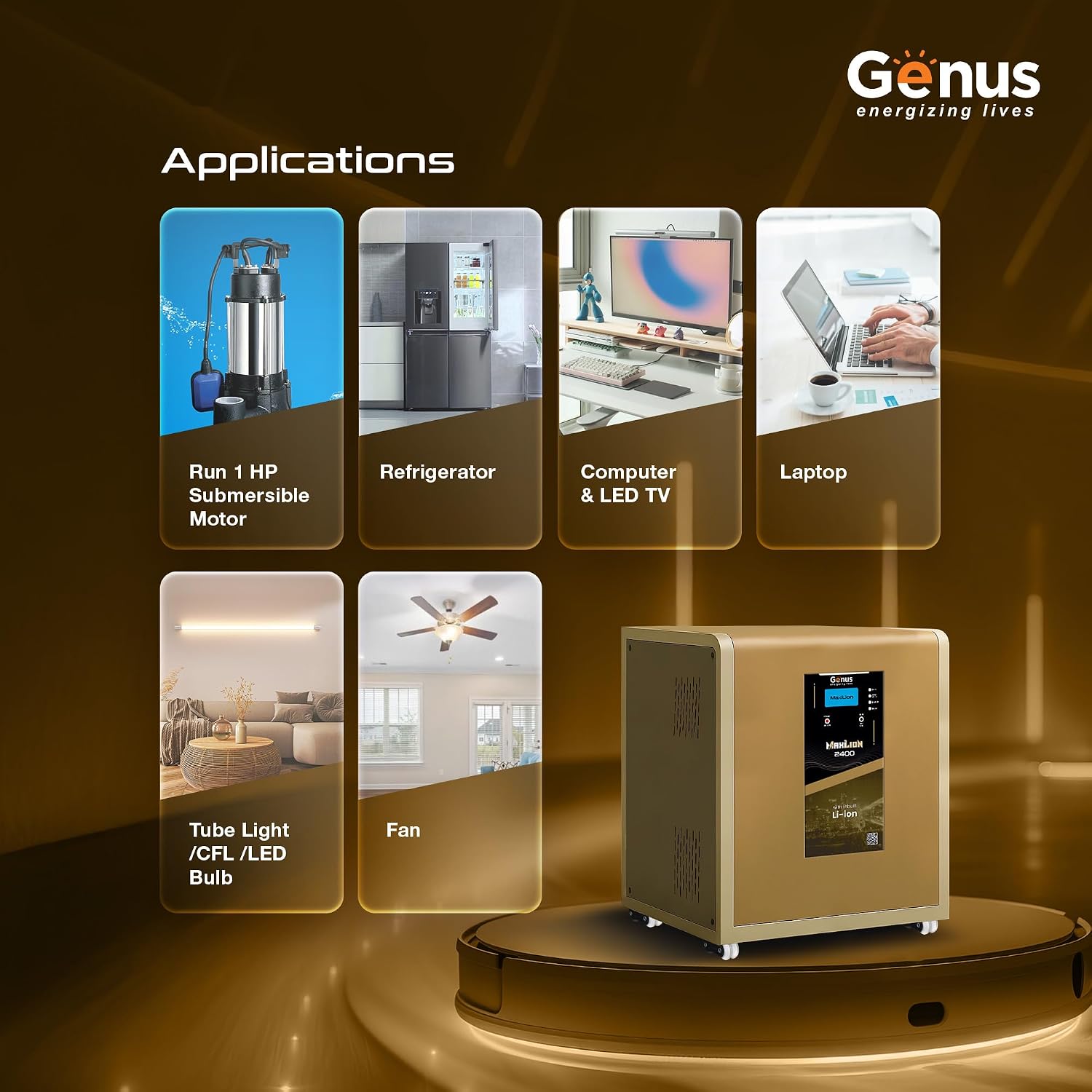MaxiLion 2400VA Inverter with Integrated 2560WH Lithium-Ion Battery for Home
