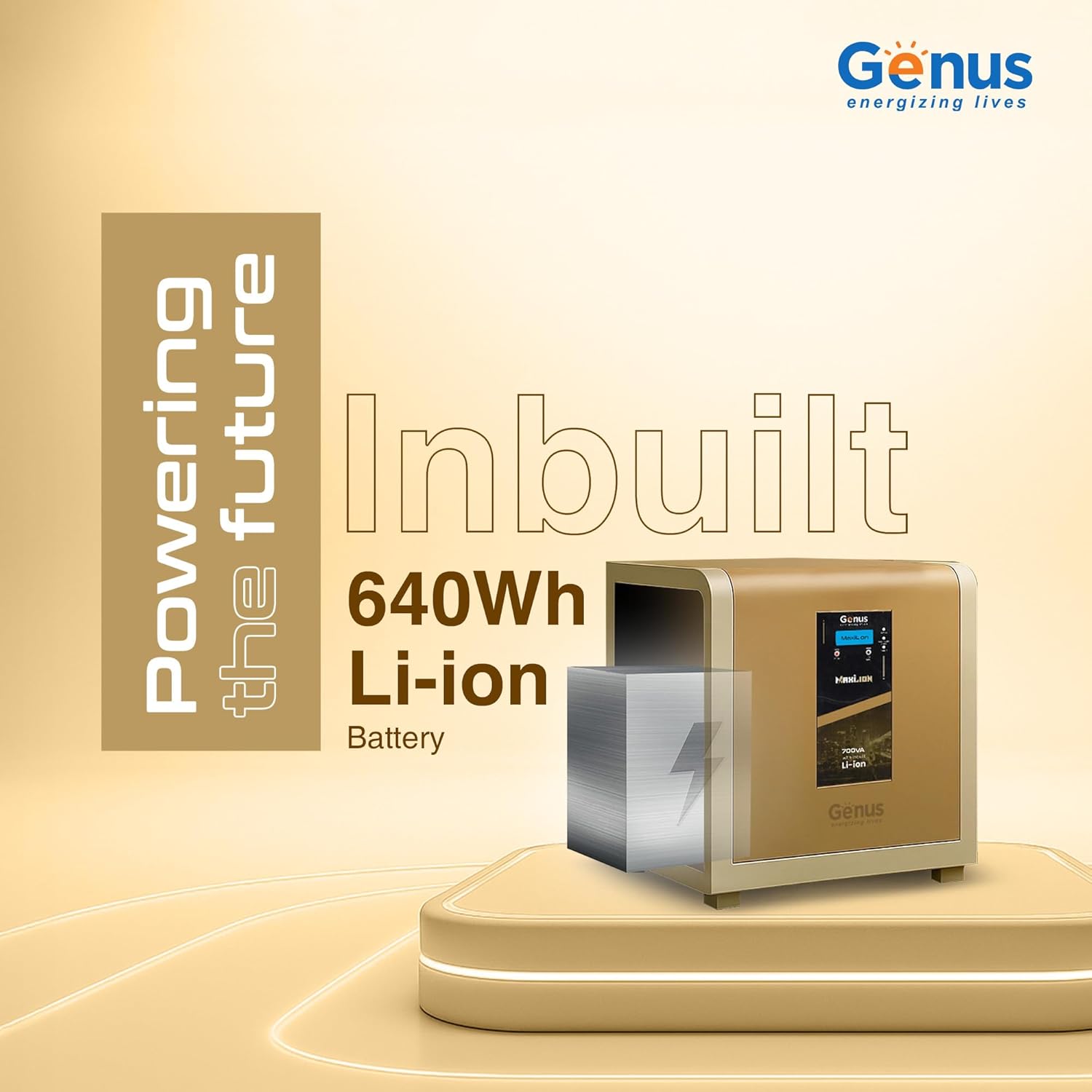 MaxiLion 700 VA 1 BHK Inverter with Upto 12 Year Life Integrated 640Wh Lithium-Ion Battery for Home Office & Shop