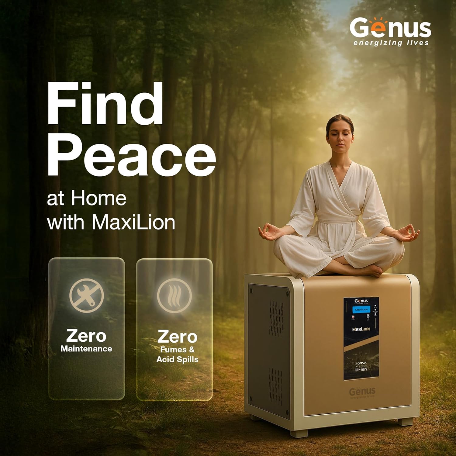 MaxiLion 700 VA 1 BHK Inverter with Upto 12 Year Life Integrated 640Wh Lithium-Ion Battery for Home Office & Shop