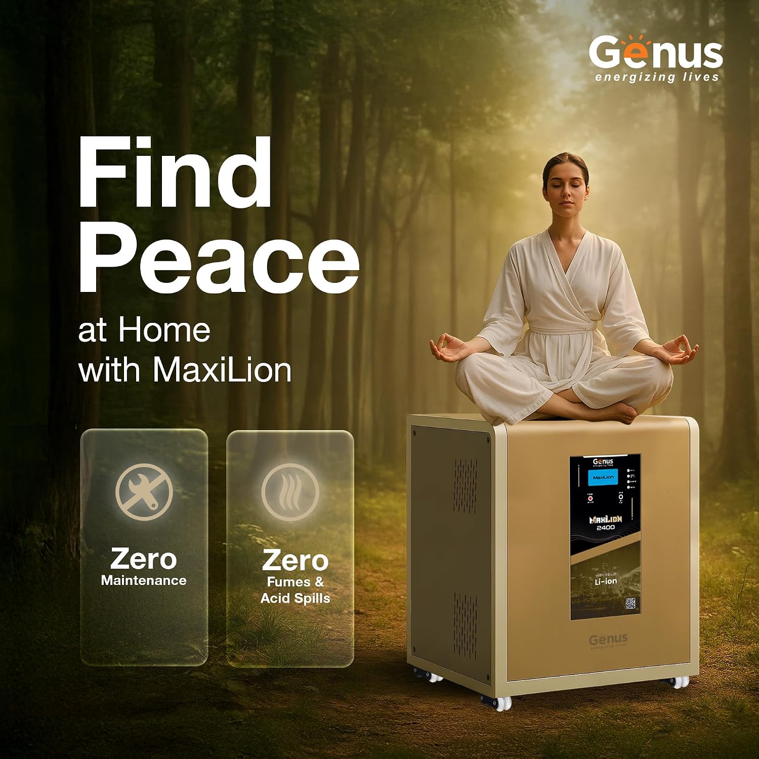 MaxiLion 2400VA Inverter with Integrated 2560WH Lithium-Ion Battery for Home