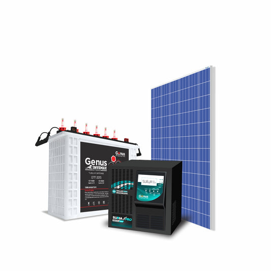 Genus Solar Combo with Surja Pro 3200 Solar UPS + GTT225 Tall Tubular Battery + 335 W Solar Panels || Best Affordable Solar Solution for Home & Office